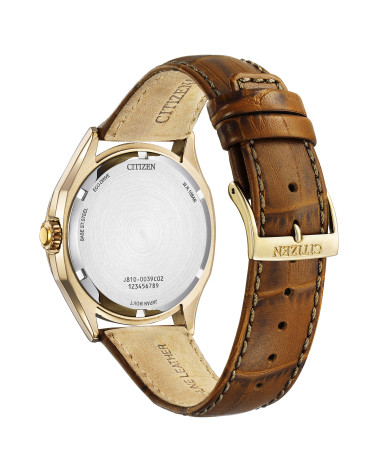 Citizen - Orologio uomo Elegant Eco Drive cassa in acciaio dorato quadrante bianco