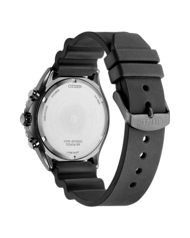 Citizen - Orologio uomo Eco Drive Crono cassa acciaio finitura grey quadrante turchese bracciale caucciu nero
