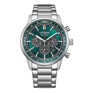 citizen-orologio-uomo-eco-drive-sport-crono-cassa-e-bracciale-acciaio-quadrante-verde-ca4720-52x