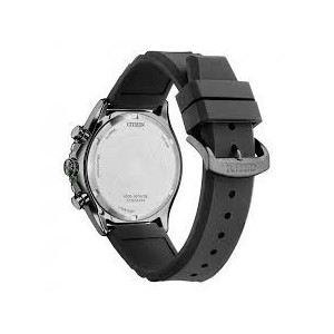 Citizen - Orologio uomo Eco Drive Sport Crono cassa acciaio quadrante nero bracciale gomma