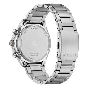 Citizen - Orologio uomo Eco Drive Sport Crono cassa e bracciale acciaio quadrante nero