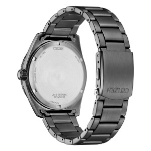 Citizen - Orologio uomo Eco Drive cassa e bracciale acciaio brunito quadrante acquamarina finitura striata