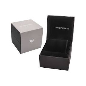 EMPORIO ARMANI - Orologio da uomo acciaio nero indici e lancette argentate quadrante e cinturino in pelle nero