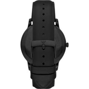 EMPORIO ARMANI - Orologio da uomo acciaio nero indici e lancette argentate quadrante e cinturino in pelle nero