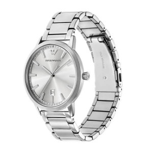 EMPORIO ARMANI - Orologio da uomo cassa e bracciale acciaio lucido quadrante bianco