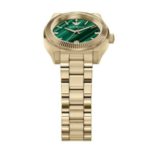 EMPORIO ARMANI - Orologio donna cassa e bracciale acciaio color oro quadrante in malachite