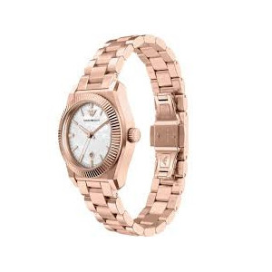 EMPORIO ARMANI - Orologio donna cassa e bracciale acciaio color oro rosa quadrante in madreperla