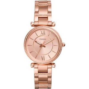 fossil-orologio-donna-carlie-cassa-e-bracciale-acciaio-rose-gold-quadrante-rosato-indici-e-numeri-romani-ghiera-zirconi-es4301