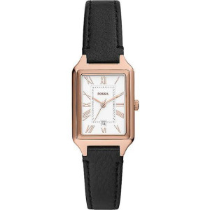 fossil-orologio-donna-raquel-cassa-acciaio-rose-gold-quadrante-bianco-con-numeri-romani-cinturino-pelle-nera-es5310