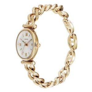 FOSSIL - Orologio donna Carlie cassa e bracciale acciaio dorato quadrante bianco indici e numeri romani