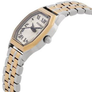 FOSSIL - Orologio donna Harlow cassa e bracciale acciaio silver gold quadrante bianco indici e numeri romani