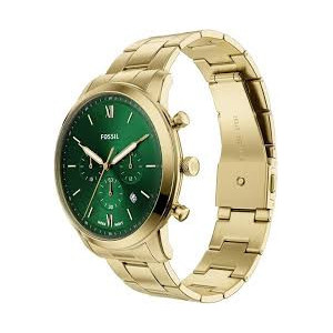 FOSSIL - Orologio cronografo uomo neutra cassa e bracciale acciaio dorato quadrante verde smeraldo