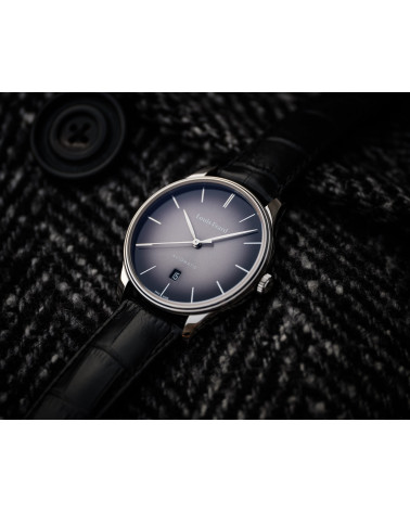 Louis Erard - Orologio Héritage uomo acciaio automatico quadrante e cinturino in pelle nero