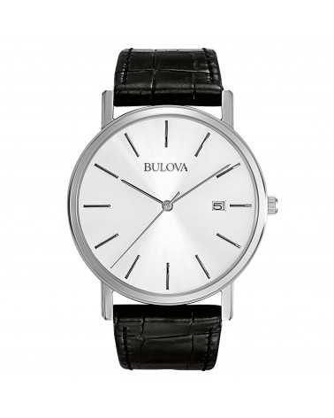 Bulova-Orologio-uomo-classic-elegant-cassa-acciaio-cinturino-pelle-nero-quadrante-bianco-96b104