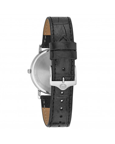 Bulova - Orologio uomo Classic Elegant cassa acciaio cinturino pelle nero quadrante bianco