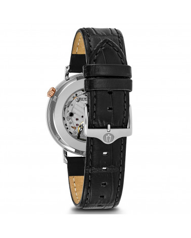 Bulova - Orologio uomo Aerojet automatico cassa acciaio cinturino pelle nero quadrante antracite