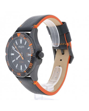Vagary - Orologio Super Vagary cassa acciaio movimento al quarzo quadrante nero arancio