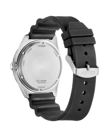 Citizen - Orologio uomo Marine Eco Drive cassa acciaio bracciale caucciu quadrante nero